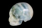 Realistic, Carved, White and Green Jade Skull #116564-1